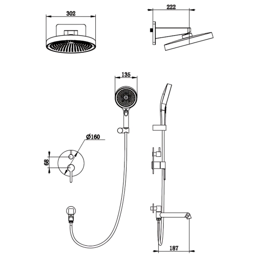 Душевая система встроенная KOER KB-66029-01, 3 функции (Цвет хром) (KR5483) купить в САНН Одесса, изображение 4