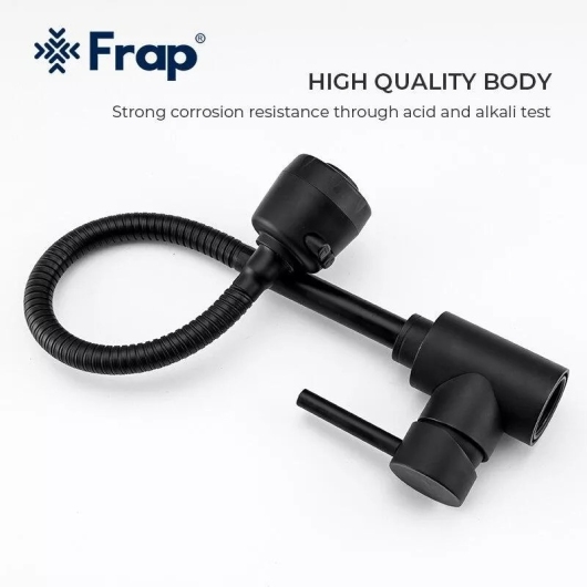Смеситель для кухні Frap F40993-6 з гнучким виливом, 2 режими, черный купить в САНН Одесса, изображение 3