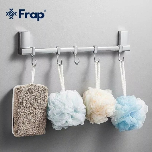 Вешалка Frap F1815-5 на 5 рухомих гачків 284 мм з 2-ма накладками, белый/хром купить в САНН Одесса, изображение 3