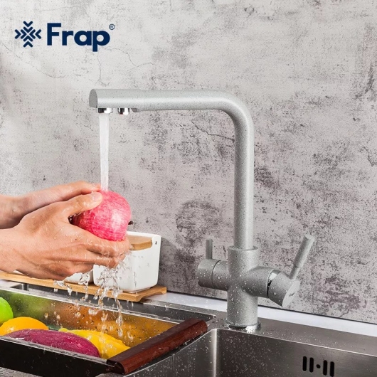 Смеситель для кухні Frap F4352-22 на дві води, сірий купить в САНН Одесса, изображение 2
