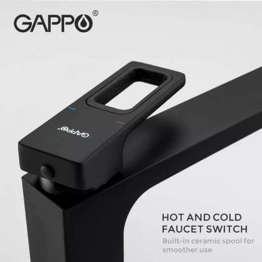 Смеситель для умивальника GAPPO G1017-62, черный купить в САНН Одесса, изображение 3