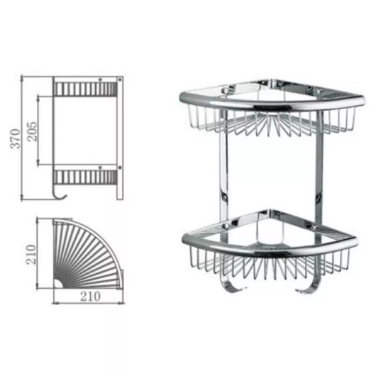 Полиця кутова Frap F352-1, 2-х ярусна, 240х320 мм, нержавіюча сталь, хром купить в САНН Одесса, изображение 2