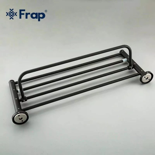 Полиця з тримачем для рушників Frap F30224, нержавіюча сталь, 600 мм, черный купить в САНН Одесса, изображение 4