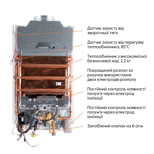 Колонка газовая дымоходная Thermo Alliance JSD20-10QB 10 л EURO купить в САНН Одесса, изображение 8