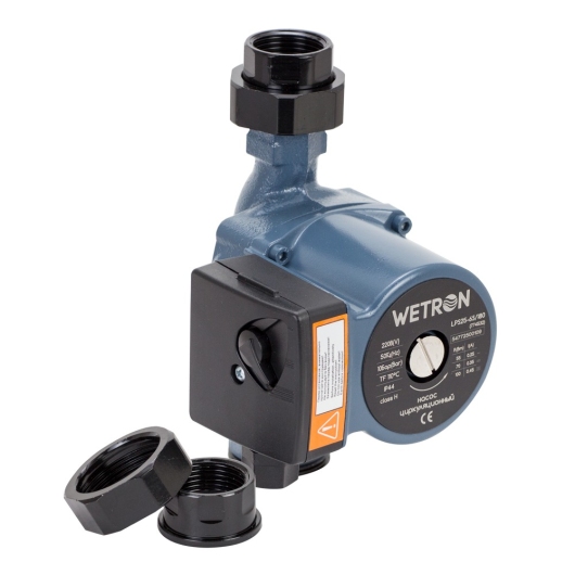 Насос циркуляционный 100Вт Hmax 6м Qmax 75л/мин Ø1 1/2" 180мм+гайки Ø1" WETRON (774532) купить в САНН Одесса, изображение 2