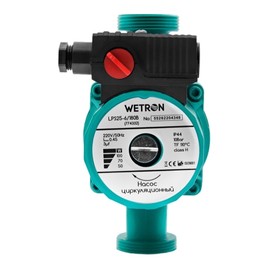Насос циркуляционный 75Вт Hmax 4м Qmax 40л/мин Ø1 1/2" 180мм зел+гайки Ø1 WETRON LР525–4/180С (774312) купить в САНН Одесса, изображение 3
