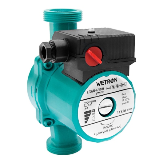 Насос циркуляционный 100Вт Hmax 6м Qmax 50л/мин Ø1½" 180мм Ø1 WETRON LPS25-6/180G (774332) купить в САНН Одесса, изображение 2