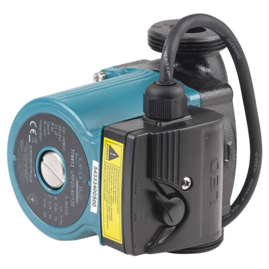 Насос циркуляционный 74Вт Hmax 4м Qmax 52л/мин Ø1½" 130мм+гайки Ø1" LEO 3.0 LRP25-40/130 (774413) купить в САНН Одесса, изображение 2