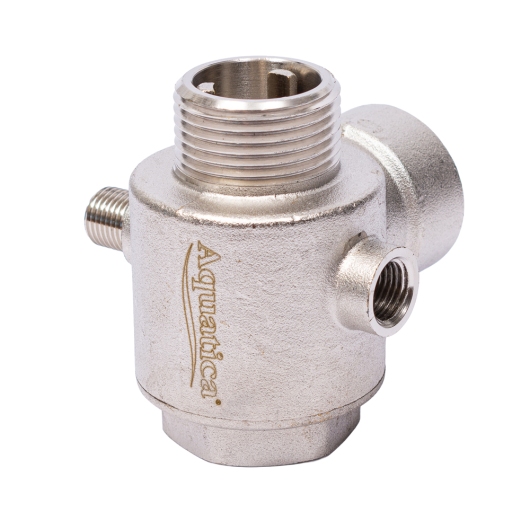 З"єднувач п'ятививідний +зворотний клапан 80мм M1"×F1"×F1"×M1/4"×F1/4" Silver 480г AQUATICA (779601) купить в САНН Одесса