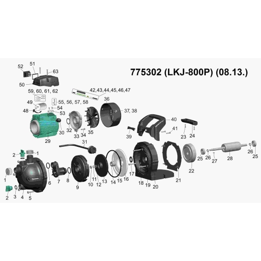 Насос відцентровий самовсмоктуючий 0.8кВт Hmax 39м Qmax 50л/мин LEO (775302) купить в САНН Одесса, изображение 3