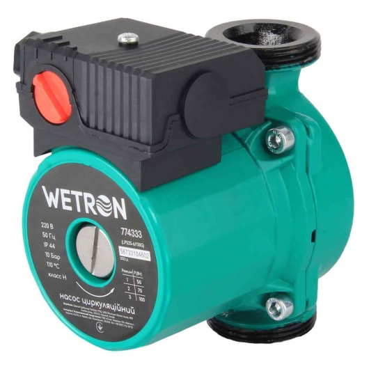 Насос циркуляционный 75Вт Hmax 4м Qmax 45л/мин Ø1½" 130мм зел + гайки Ø1" WETRON (774313) купить в САНН Одесса, изображение 2