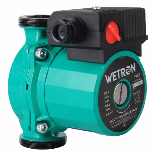 Насос циркуляционный 75Вт Hmax 4м Qmax 45л/мин Ø1½" 130мм зел + гайки Ø1" WETRON (774313) купить в САНН Одесса