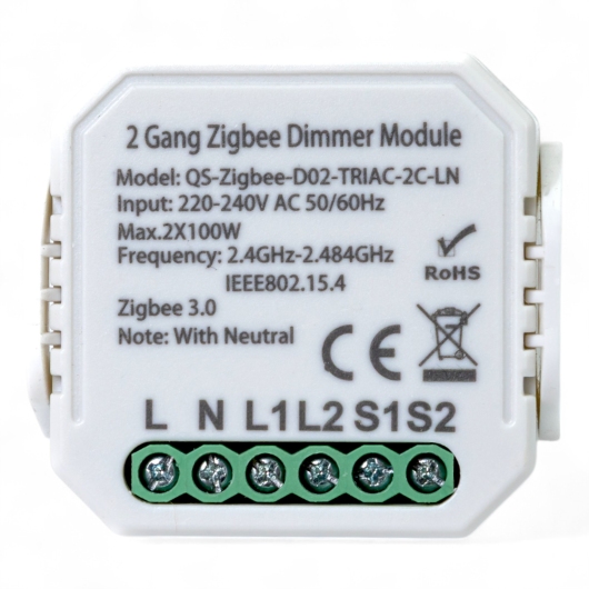 436121 Умный выключатель - регулятор Tervix Pro Line ZigBee Dimmer (2 клавиши) купить в САНН Одесса