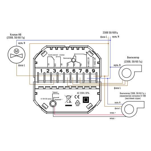 114541 Термостат для фанкойлу з WiFi управлінням Tervix WiFi Fancoil Thermostat (на 2 труби) 0-10В купить в САНН Одесса, изображение 2