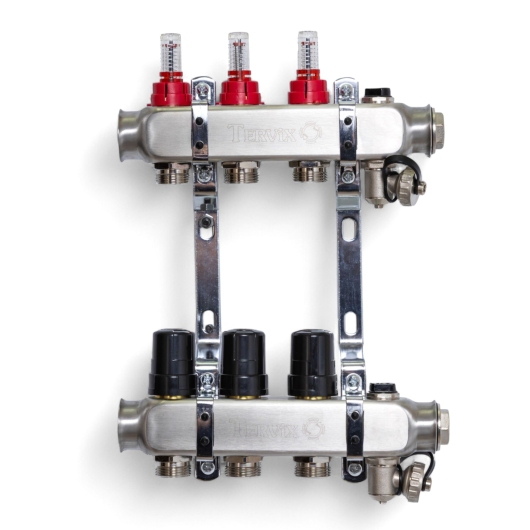 501203 Коллектор на 3 контури, з расходомерами, краном Маєвськ та зливним, нерж.сталь Tervix Pro Line купить в САНН Одесса