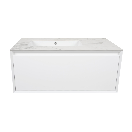 Тумба Latte 037 white-matt 100 см з умывальником Sence консольная купить в САНН Одесса, изображение 2