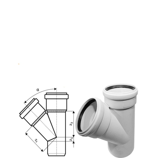 Ostendorf SKOLAN SAFE Тройник полипропиленовый 135 мм для внутренней канализации, 10 лет гарантии, Германия купить в САНН Одесса