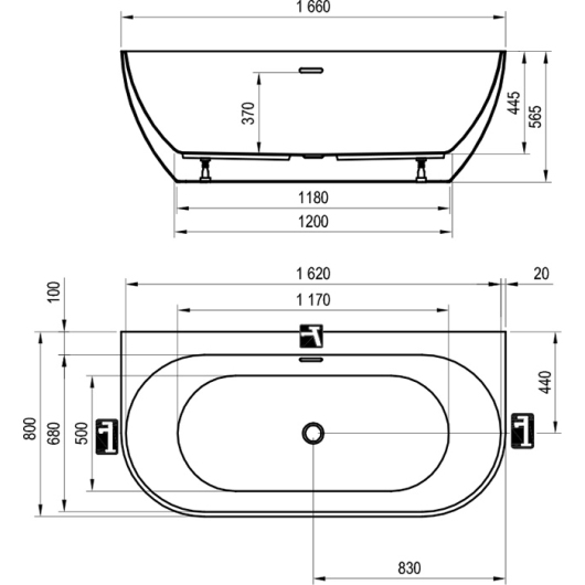 Ванна FREEDOM W 1660x800 окремостояча купить в САНН Одесса