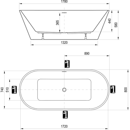 Ванна SOLO 1780x800 окремостояча купить в САНН Одесса