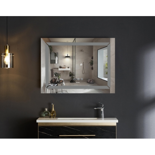Зеркало MIXXUS LIGHT MR01-80x60-CASE с LED Touch, Anti-fog, димером, регулятором яркости, часами (MI8479) купить в САНН Одесса