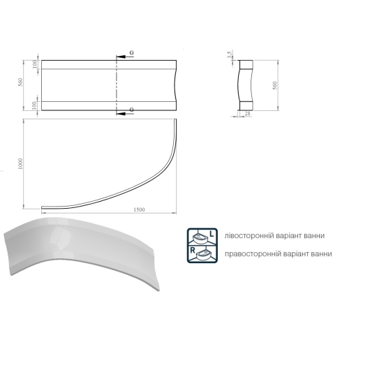 Панель Nadine 150x100 L/R купить в САНН Одесса, изображение 3