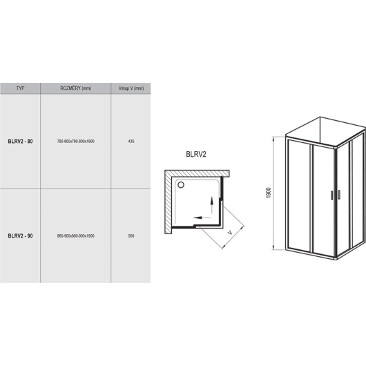 Душева кабина BLRV2- 90 Білий TRANSPARENT купить в САНН Одесса