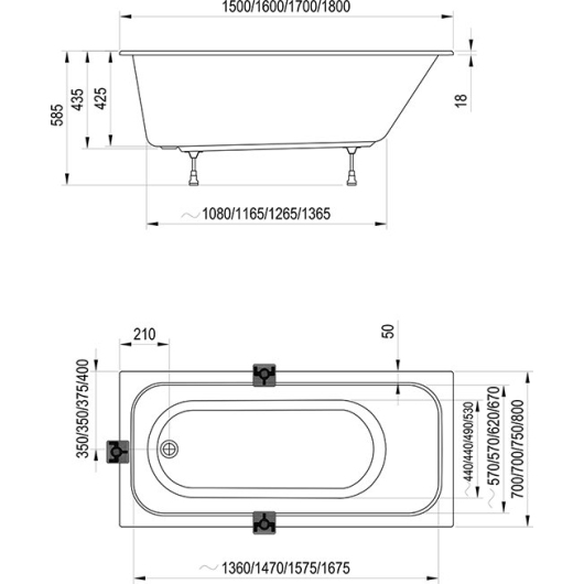 Ванна CHROME SLIM 160x70 купить в САНН Одесса