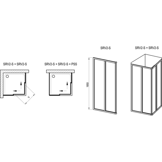 Душева кабина SRV2-100 195 S Білий TRANSPARENT купить в САНН Одесса