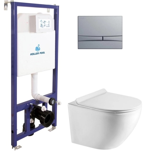 Инсталляция Koller Pool Dune 1200SL + Integro Cosmo Chrome matt панель смыва + подвесной унитаз ROUND купить в САНН Одесса