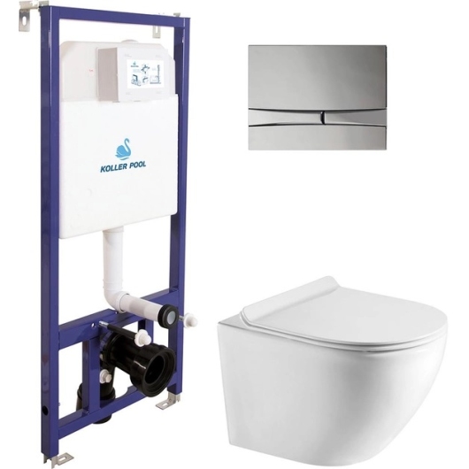 Инсталляция Koller Pool Dune 1200SL + Integro Cosmo Chrome панель смыва + подвесной унитаз Round SMART купить в САНН Одесса