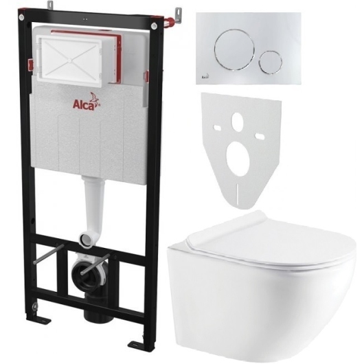 Инсталляция AlcaPlast 4в1 AM101/1120 з хромованою круглою кнопкою M671 + подвесной унитаз ROUND купить в САНН Одесса