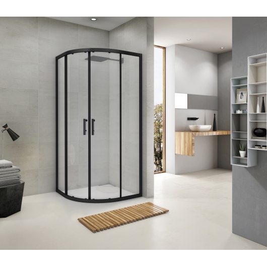 R90RCB Душева кабина ROUND полукругла чорна 900x900x1900 мм скло прозоре купить в САНН Одесса, изображение 2