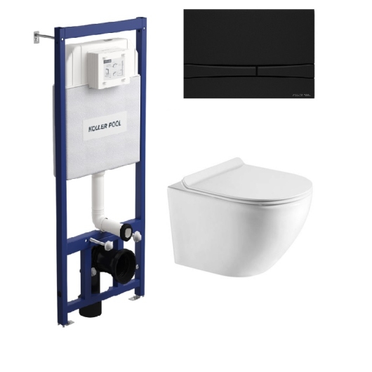 Инсталляция Koller Pool Dune 1200SL + Integro Cosmo Black matt панель смыва + подвесной унитаз Round Smart Tornado 3,0 купить в САНН Одесса
