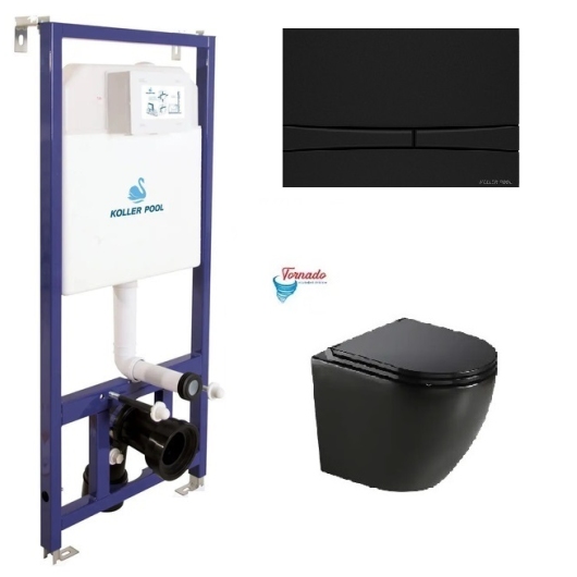 Инсталляция Koller Pool Dune 1200SL + Integro Cosmo Black matt панель смыва + подвесной унитаз Round Tornado matt black купить в САНН Одесса
