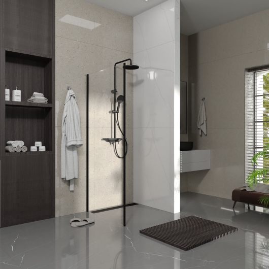 Бічна панель Line Pro 900мм, black matt, скло 6мм прозоре купить в САНН Одесса, изображение 2