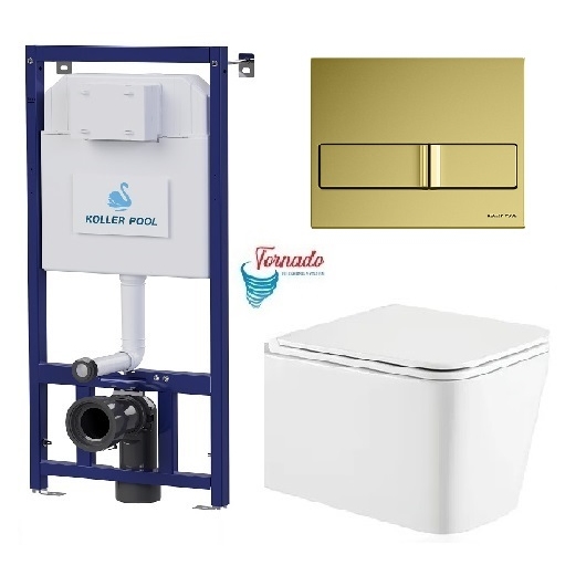 Инсталляция Koller Pool Dune 1200SL + Neon Gold панель смыва + подвесной унитаз Kvadro з сидінням Soft-close ( змив Tornado ) купить в САНН Одесса