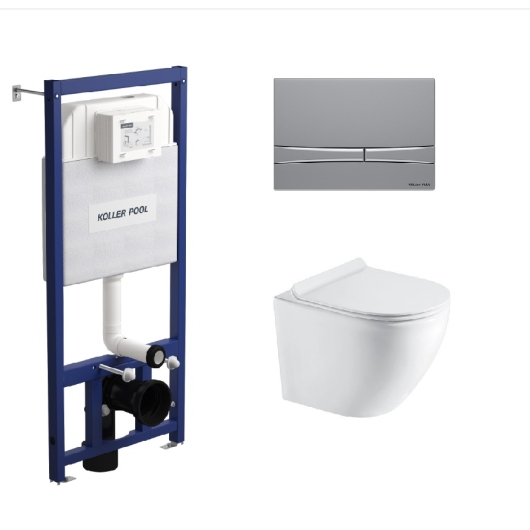 Инсталляция Koller Pool Dune 1200SL + Integro Cosmo Chrome matt панель смыва + подвесной унитаз Round Smart з сидінням Soft-close ( змив Tornado 3,0 ) купить в САНН Одесса