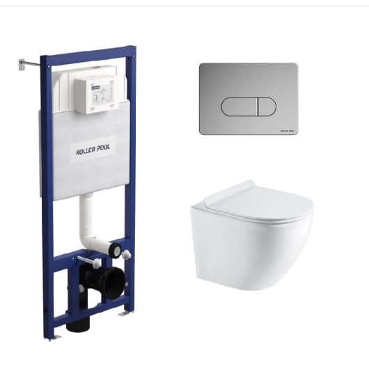 Инсталляция Koller Pool Dune 1200SL + Orion Cosmo Chrome панель смыва + подвесной унитаз Round Smart з сидінням Soft-close ( змив Tornado 3,0 ) купить в САНН Одесса