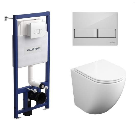 Инсталляция Koller Pool Dune 1200SL + Neon White панель смыва + подвесной унитаз ROUND з сидінням Soft-close (змив Tornado 3.0) купить в САНН Одесса