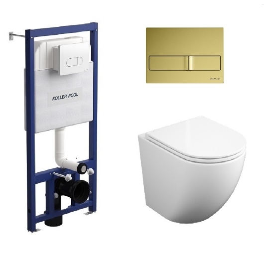 Инсталляция Koller Pool Dune 1200SL + Neon Gold панель смыва + подвесной унитаз ROUND з сидінням Soft-close (змив Tornado 3.0) купить в САНН Одесса