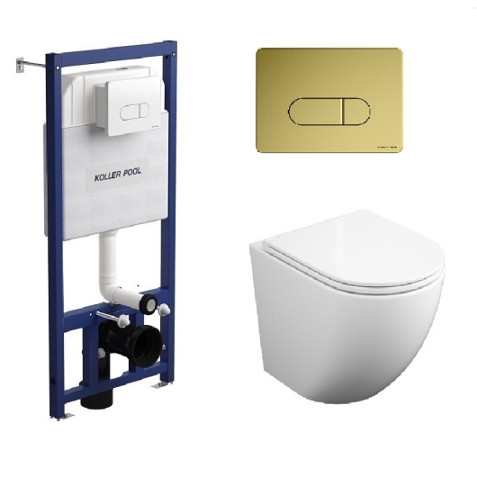 Инсталляция Koller Pool Dune 1200SL + Orion Cosmo Gold панель смыва + подвесной унитаз ROUND з сидінням Soft-close (змив Tornado 3.0) купить в САНН Одесса