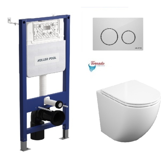Инсталляция KollerPool AQUA LINE + TWIST White панель смыва + подвесной унитаз ROUND з сидінням Soft-close ( змив Tornado ) купить в САНН Одесса