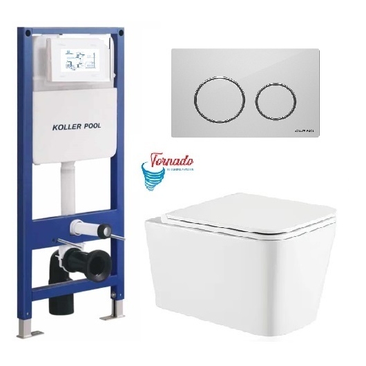 Инсталляция KollerPool AQUA LINE + TWIST White панель смыва + подвесной унитаз KVADRO з сидінням Soft-close ( змив Tornado ) купить в САНН Одесса