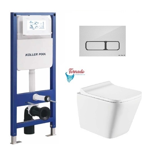 Инсталляция KollerPool AQUA LINE + EDGE White панель смыва + подвесной унитаз TREND з сидінням Soft-close ( змив Tornado 3,0 ) купить в САНН Одесса