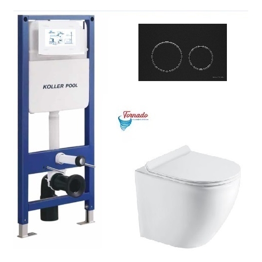 Инсталляция KollerPool AQUA LINE + TWIST Black панель смыва + подвесной унитаз ROUND Smart з сидінням Soft-close ( змив Tornado 3,0 ) купить в САНН Одесса