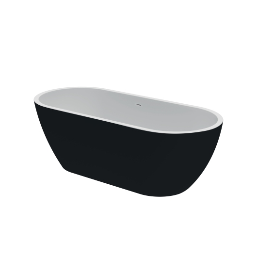 Ванна акрилова окремостояча суцільнолита AquaLuxe 1700x750 White/Matt Black з сифоном купить в САНН Одесса, изображение 2