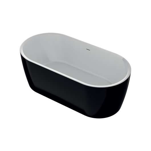 Ванна акрилова окремостояча суцільнолита PureLine 1600x800 White/Matt Black з сифоном купить в САНН Одесса, изображение 2