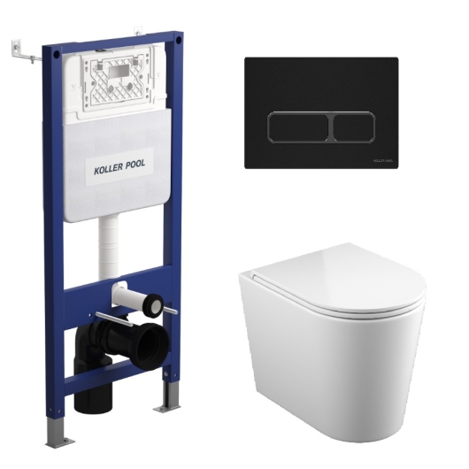 Инсталляция Koller Pool AQUA LINE + EDGE Black панель смыва + унитаз подвесной GRACE з сидінням Soft-close (змив Тоrnado) купить в САНН Одесса