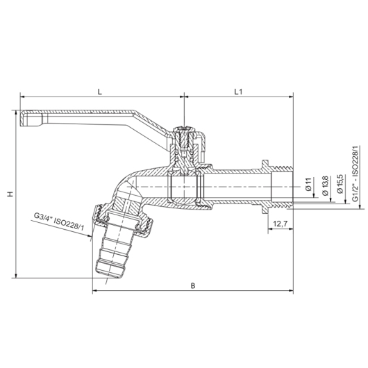 Кран садовый Roho R353-050 -1/2" ручка "рычаг" красная (RO0239) купить в САНН Одесса