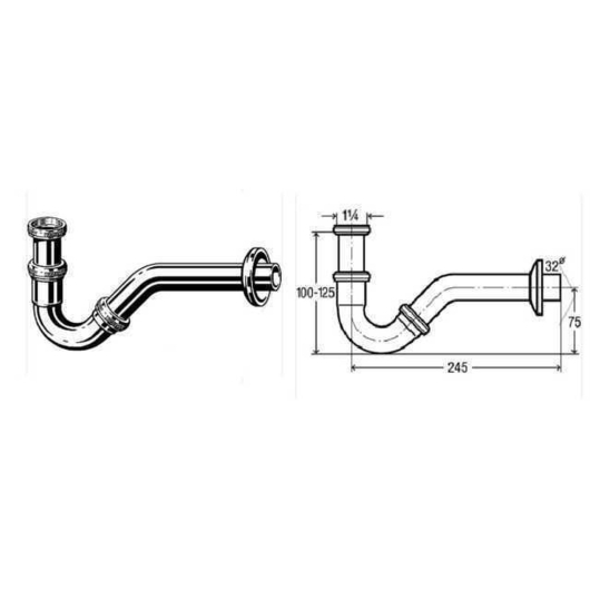 Сифон для биде VIEGA 1 1/4″х1 1/4″ хром трубный 103781, изображение 3